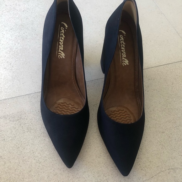 MARTA MIDNIGHT BLACK (deep navy) NUBUCK leather block heels, size 41 (US 10) - Picture 7 of 9